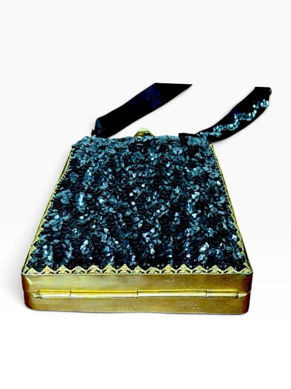 Vintage 1950s trapezoid Minaudiere carryall vanity purse
